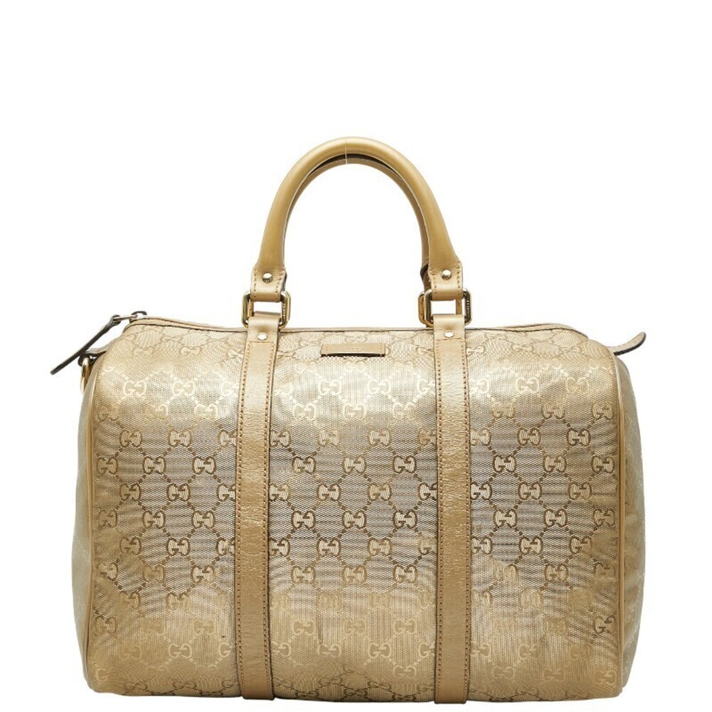 Gucci GG Crystal Boston Handbag Gold Leather